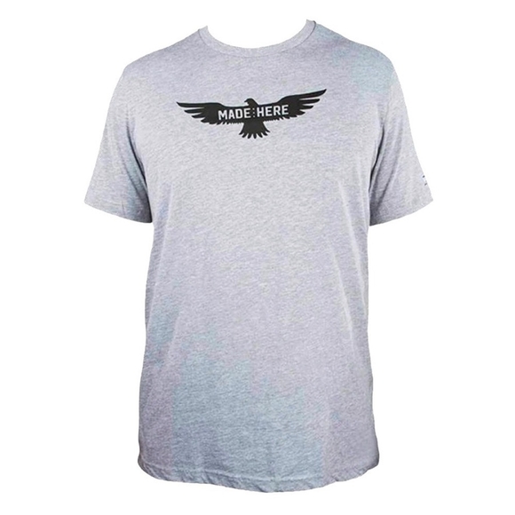 New MADE HERE Soaring Eagle Mens Tee Short Sleeve T-Shirt Grey Black - Picture 1 of 6